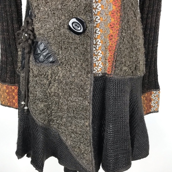 Sioni Long Cardigan Brown Patchwork Lagenlook - Picture 4 of 7